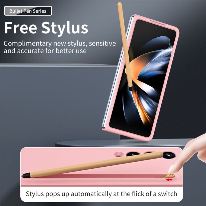 For Samsung Galaxy Z Fold4 5G Case with Stylus Pen Rubberized PC Folding Phone Cover