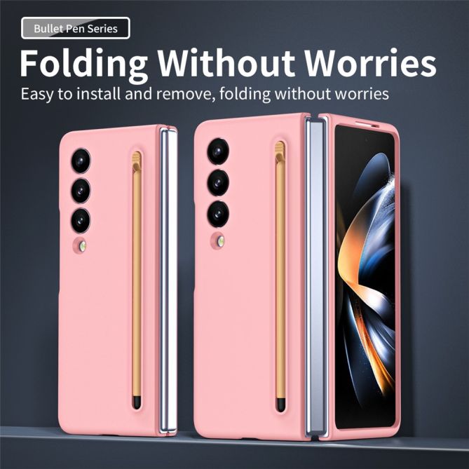 For Samsung Galaxy Z Fold4 5G Case with Stylus Pen Rubberized PC Folding Phone Cover