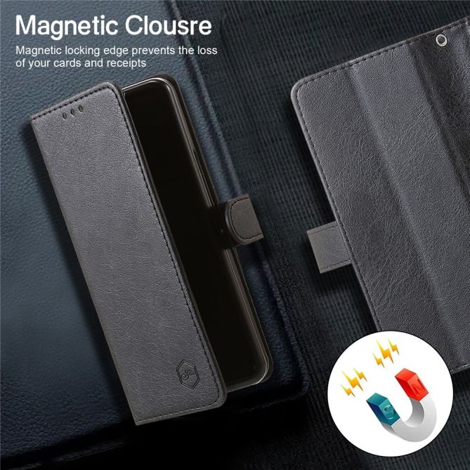 For Samsung Galaxy Z Fold4 5G Case PU Leather Shockproof Case Solid Color Wallet Phone Cover
