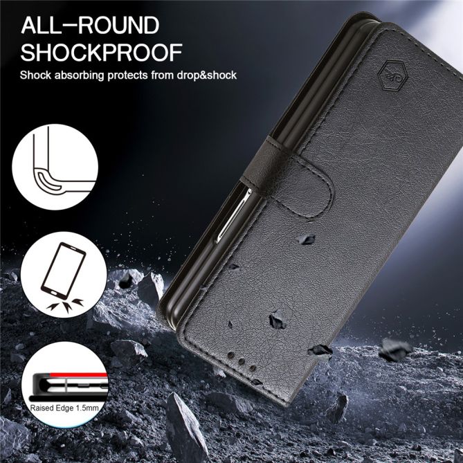 For Samsung Galaxy Z Fold4 5G Case PU Leather Shockproof Case Solid Color Wallet Phone Cover