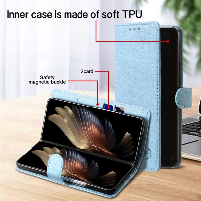 For Samsung Galaxy Z Fold4 5G Case PU Leather Shockproof Case Solid Color Wallet Phone Cover