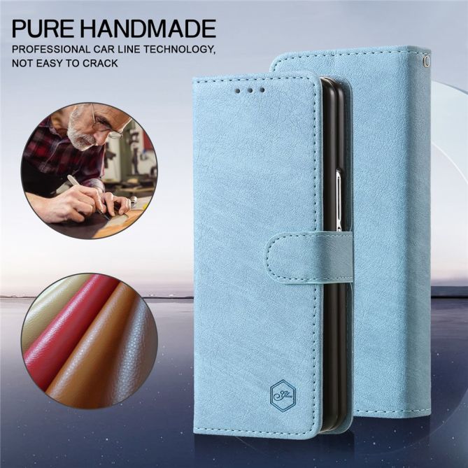 For Samsung Galaxy Z Fold4 5G Case PU Leather Shockproof Case Solid Color Wallet Phone Cover