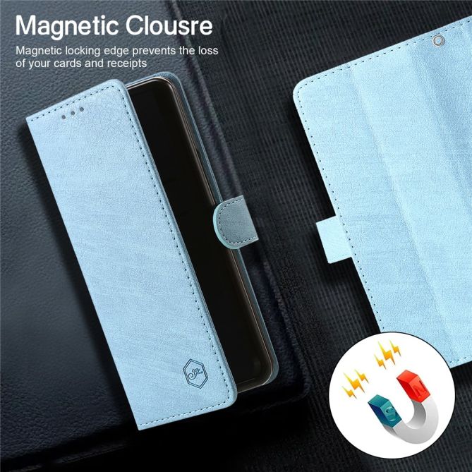 For Samsung Galaxy Z Fold4 5G Case PU Leather Shockproof Case Solid Color Wallet Phone Cover