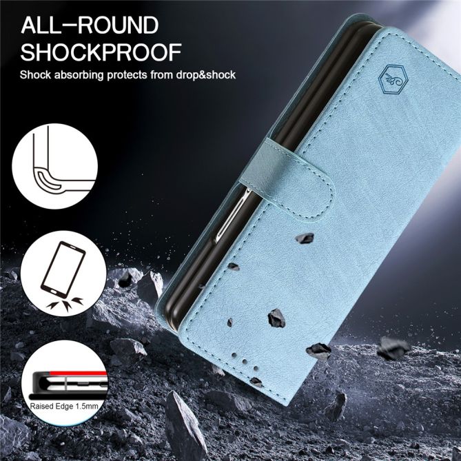 For Samsung Galaxy Z Fold4 5G Case PU Leather Shockproof Case Solid Color Wallet Phone Cover
