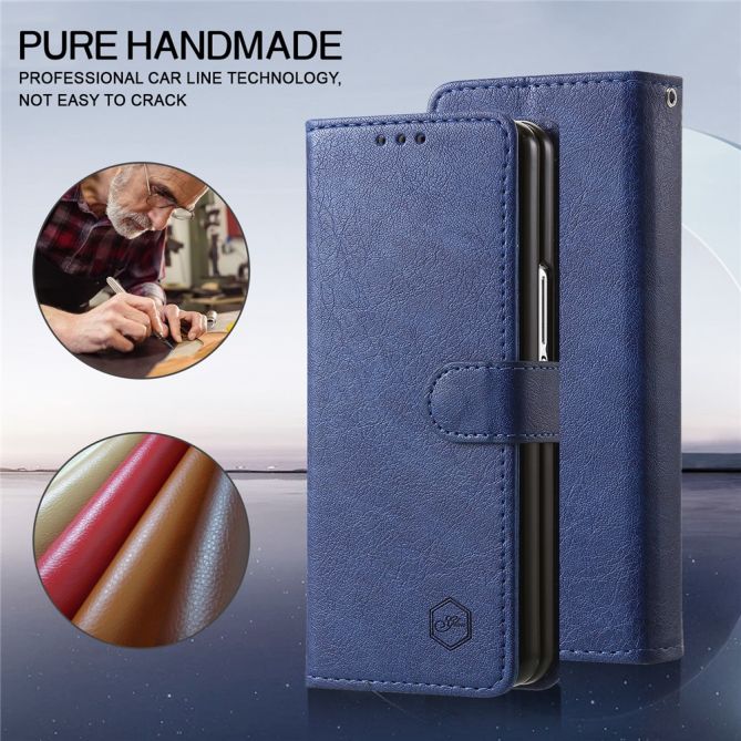 For Samsung Galaxy Z Fold4 5G Case PU Leather Shockproof Case Solid Color Wallet Phone Cover