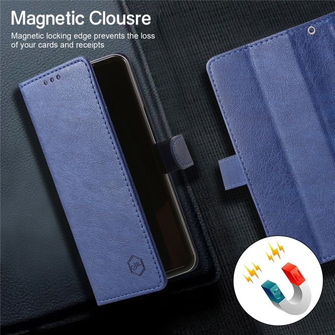 For Samsung Galaxy Z Fold4 5G Case PU Leather Shockproof Case Solid Color Wallet Phone Cover