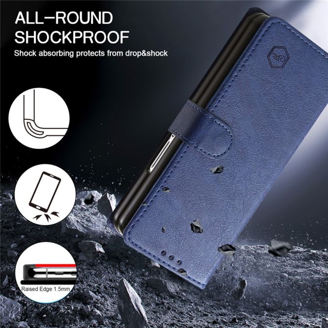 For Samsung Galaxy Z Fold4 5G Case PU Leather Shockproof Case Solid Color Wallet Phone Cover