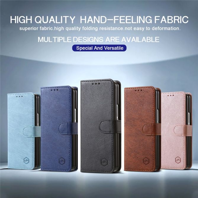 For Samsung Galaxy Z Fold4 5G Case PU Leather Shockproof Case Solid Color Wallet Phone Cover