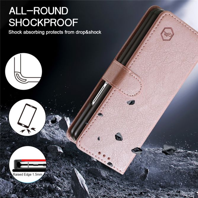 For Samsung Galaxy Z Fold4 5G Case PU Leather Shockproof Case Solid Color Wallet Phone Cover