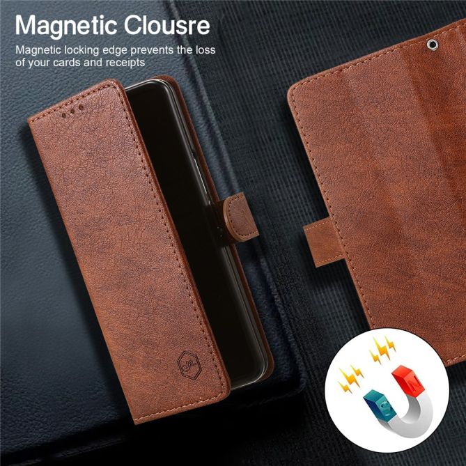 For Samsung Galaxy Z Fold4 5G Case PU Leather Shockproof Case Solid Color Wallet Phone Cover