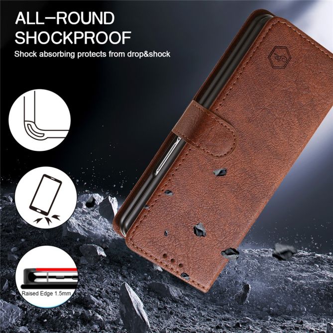 For Samsung Galaxy Z Fold4 5G Case PU Leather Shockproof Case Solid Color Wallet Phone Cover