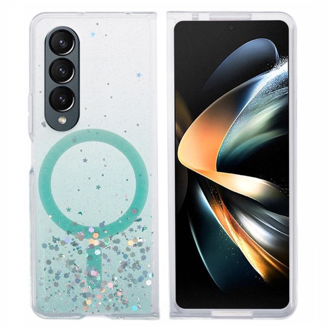 JTW Series For Samsung Galaxy Z Fold4 5G Magnetic Case Sparkle Epoxy TPU+Acrylic Protective Cover