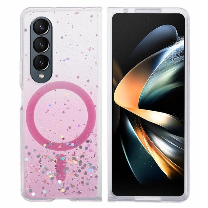 JTW Series For Samsung Galaxy Z Fold4 5G Magnetic Case Sparkle Epoxy TPU+Acrylic Protective Cover