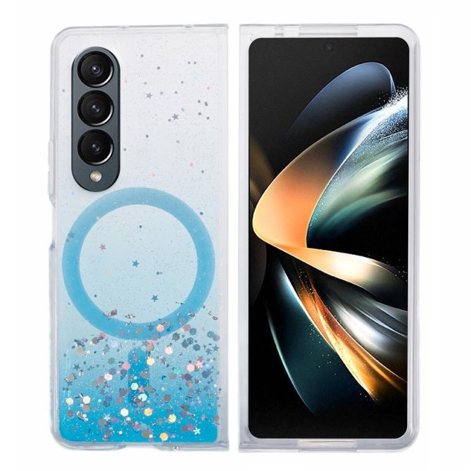 JTW Series For Samsung Galaxy Z Fold4 5G Magnetic Case Sparkle Epoxy TPU+Acrylic Protective Cover
