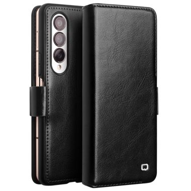 QIALINO For Samsung Galaxy Z Fold4 5G Genuine Cow Leather Case Wallet Magnetic Phone Cover