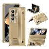 For Samsung Galaxy Z Fold4 5G Kickstand Case Hinge PC Phone Cover with Tempered Glass Film, Stylus