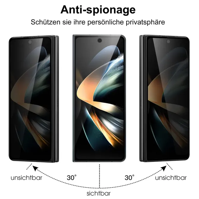 Verre trempé anti-espion pour écran externe Samsung Galaxy Z Fold 4