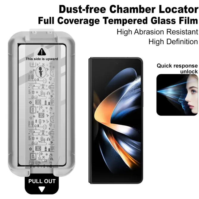 Verre trempé Samsung Galaxy Z Fold 4 avec outil de pose sans poussière - Bord noir