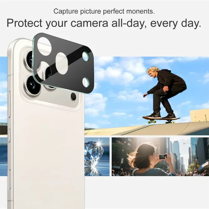 Protection d'objectif Honor 600 Pro en verre trempé avec capot acrylique - Noir