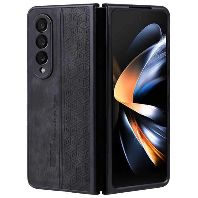 AZNS Phone Case For Samsung Galaxy Z Fold4 5G Imprinted Pattern PU Leather Coated TPU Anti-drop Back Cover