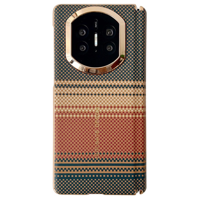 Coque Huawei Mate X7 motif quadrillage avec contour métallisé - Marron