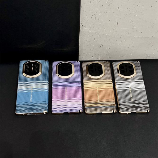 Coque Huawei Mate X7 motif quadrillage avec contour métallisé - Marron