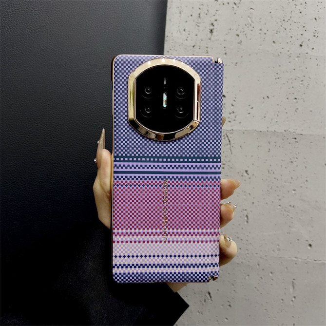 Coque Huawei Mate X7 motif quadrillage rayé avec contour caméra renforcé - Violet
