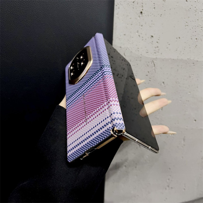Coque Huawei Mate X7 motif quadrillage rayé avec contour caméra renforcé - Violet