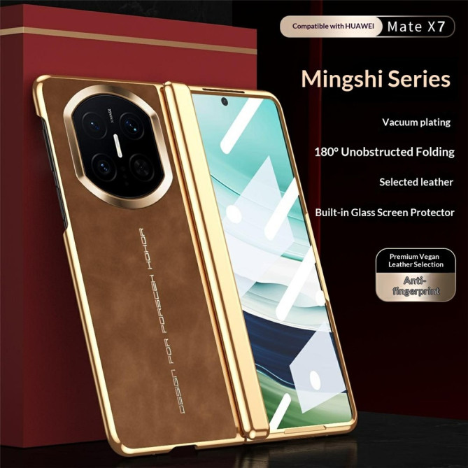 Coque Huawei Mate X7 effet cuir lisse avec verre trempé intégré