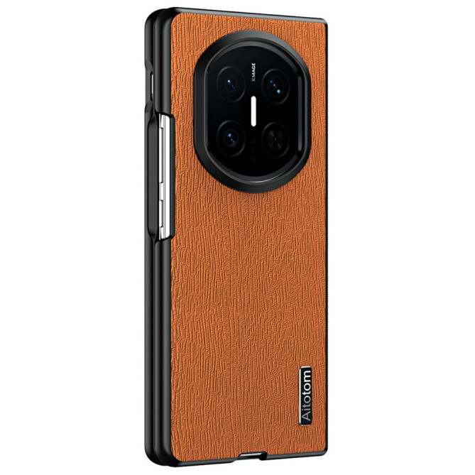 Coque Huawei Mate X7 texture bois effet cuir avec protection charnière