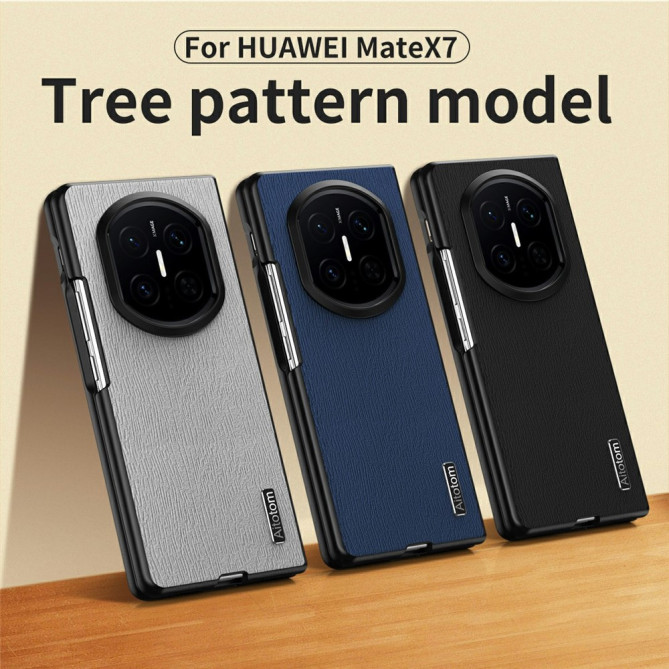 Coque Huawei Mate X7 texture bois effet cuir avec protection charnière