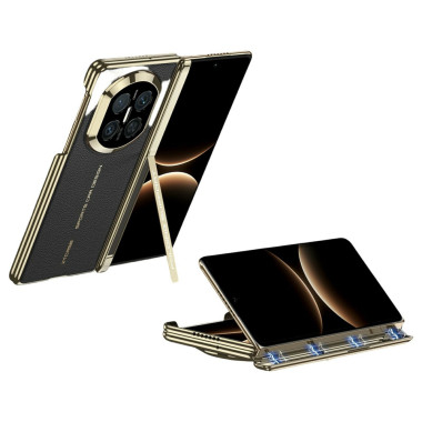 Coque Huawei Mate X7 charnière double axe avec support intégré effet cuir grainé