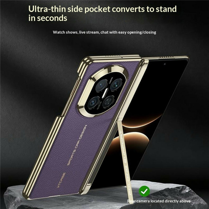 Coque Huawei Mate X7 charnière double axe avec support intégré effet cuir grainé