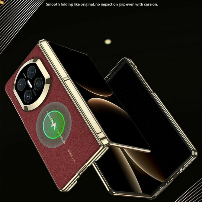 Coque Huawei Mate X7 charnière double axe avec support intégré effet cuir grainé
