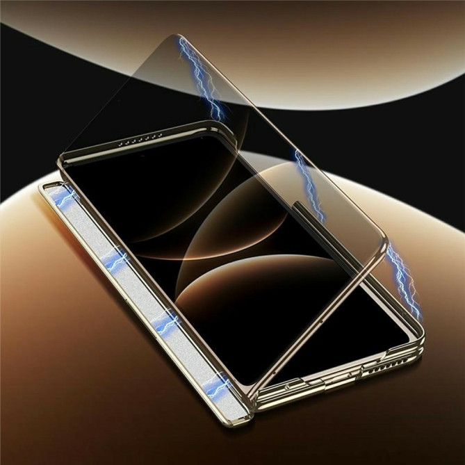 Coque Huawei Mate X7 charnière double axe avec support intégré effet cuir grainé