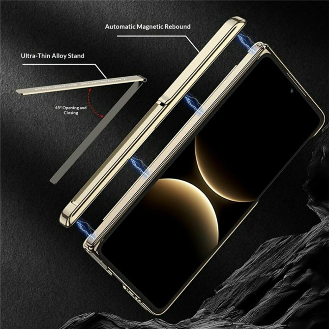 Coque Huawei Mate X7 charnière double axe avec support intégré effet cuir grainé