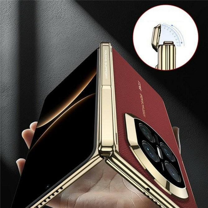 Coque Huawei Mate X7 charnière double axe avec support intégré effet cuir grainé