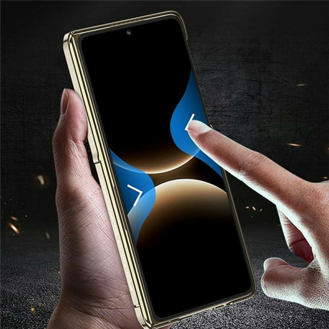Coque Huawei Mate X7 charnière double axe avec support intégré effet cuir grainé