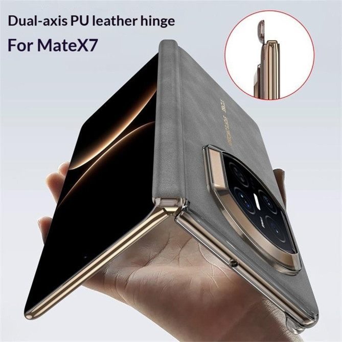 Coque Huawei Mate X7 charnière renforcée effet cuir suédé