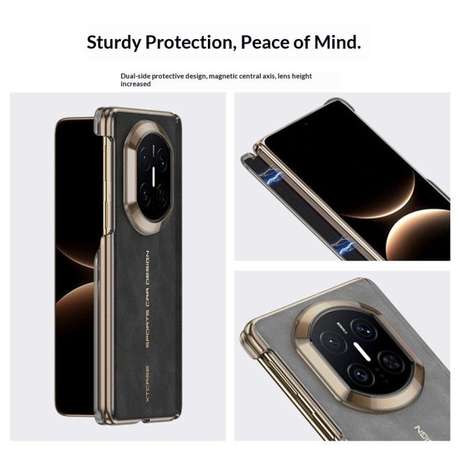Coque Huawei Mate X7 charnière renforcée effet cuir suédé