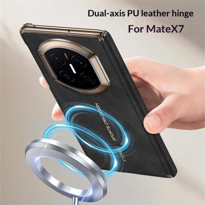 Coque Huawei Mate X7 charnière renforcée effet cuir suédé