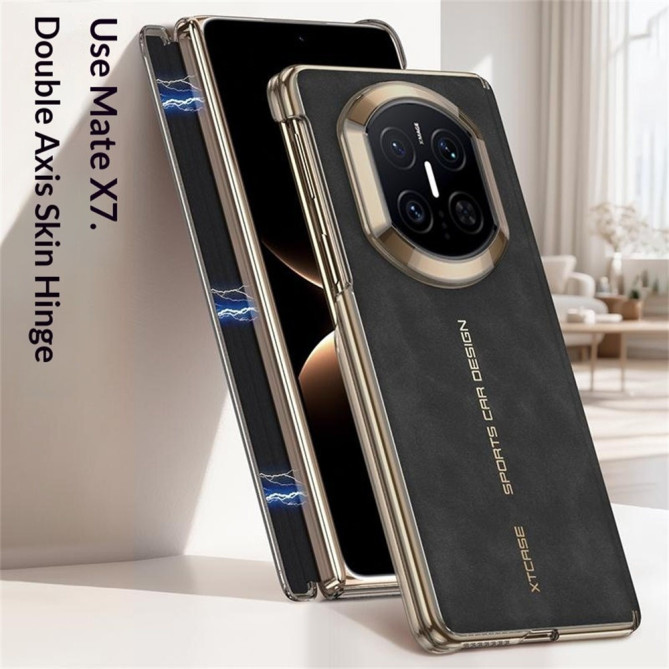 Coque Huawei Mate X7 charnière renforcée effet cuir suédé
