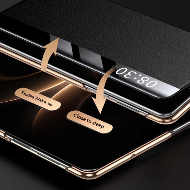 Coque Huawei Mate X7 flip cover texture grainée avec fenêtre intelligente