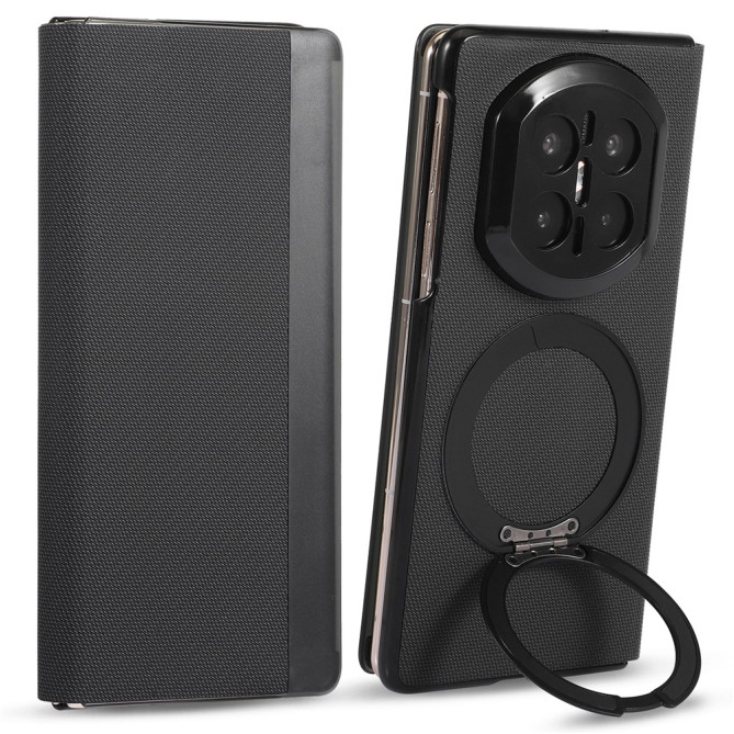 Coque Huawei Mate X7 flip textile avec anneau rotatif magnétique