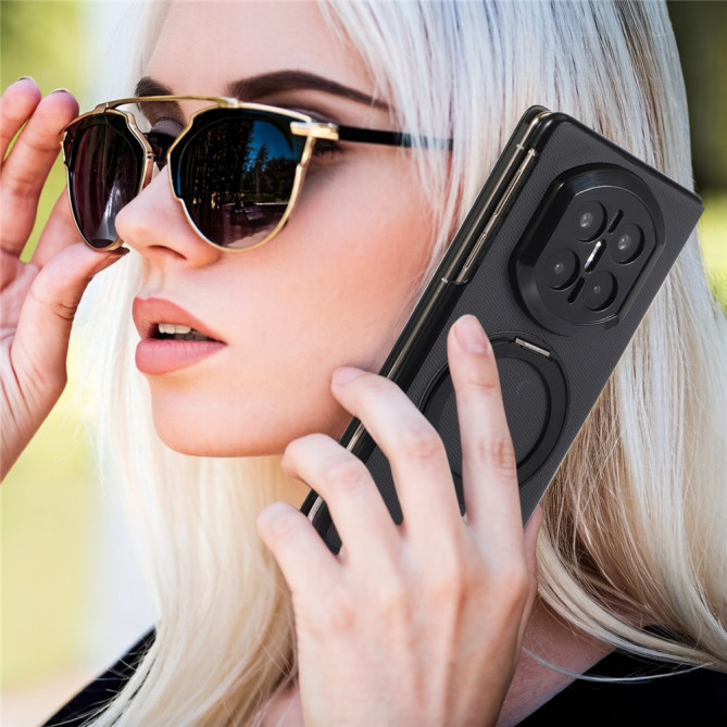 Coque Huawei Mate X7 flip textile avec anneau rotatif magnétique