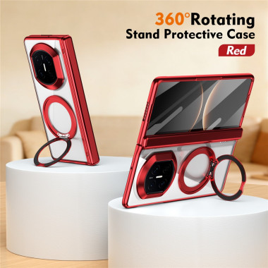 Coque Huawei Mate X7 transparente avec anneau rotatif et protection charnière