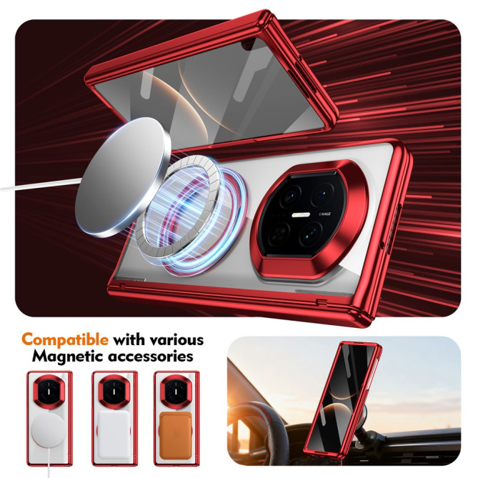 Coque Huawei Mate X7 transparente avec anneau rotatif et protection charnière
