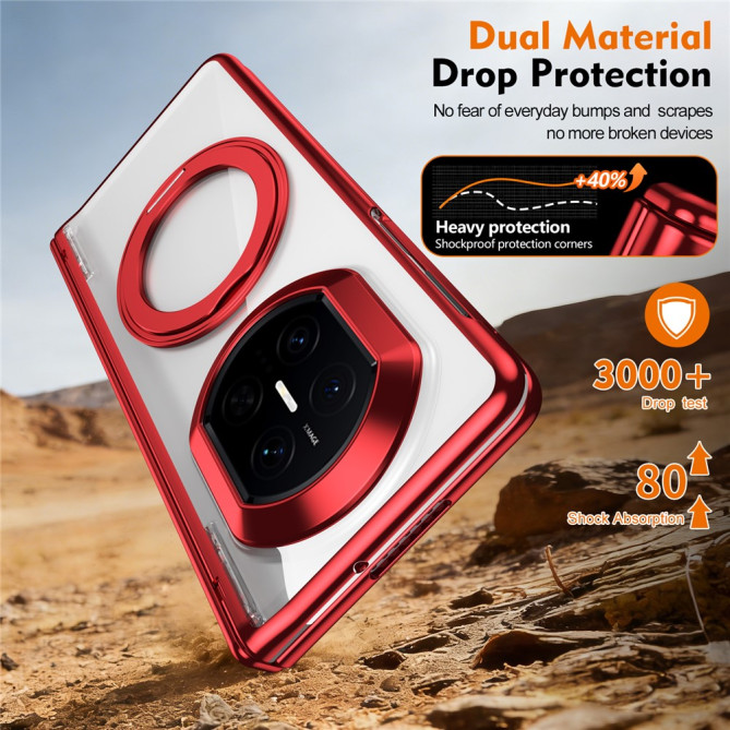 Coque Huawei Mate X7 transparente avec anneau rotatif et protection charnière