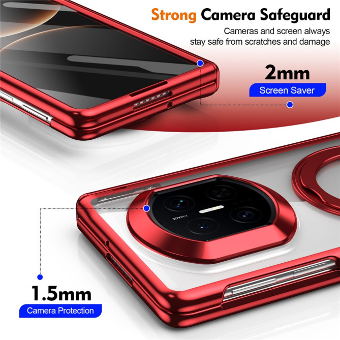 Coque Huawei Mate X7 transparente avec anneau rotatif et protection charnière
