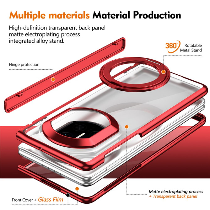 Coque Huawei Mate X7 transparente avec anneau rotatif et protection charnière